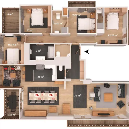 Apartamento Superbe T5 Spacieux Avec Parking à Moriond - Fr-1-563-29